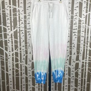 Splendid White Tie Dyed Leg Jogger Sweatpants M